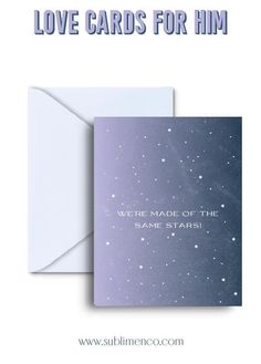 a card with the words love cards for him