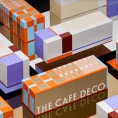 Geometric Abstract Graphic Design Cafe Deco, Digital Media Design, 타이포그래피 포스터 디자인, Abstract Graphic Design, Abstract Graphic, Graphic Design Packaging, Packing Design, The Cafe, Creative Packaging