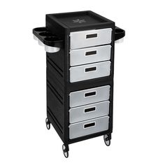 Black & Translucent Portofino Salon Trolley - Made in Italy Salon Organization Ideas, Salon Cart, Blow Dryer Holder, Minerva Beauty, Mobile Spa, Salon Trolley, Pallet Crates, White Drawers, Hair Supplies