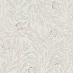 an image of a wallpaper with leaves and flowers on the back drop in white