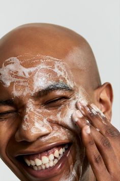 Smiling laughing man with cleanser on face, using hands to cleanse Axis Y, Humulus Lupulus, Mens Face Wash, Still Life Photographers, Gel Cleanser, Skin Care Solutions, Natural Face, Youthful Skin