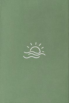 an open book with the sun and water drawn on it's cover, in front of a green background