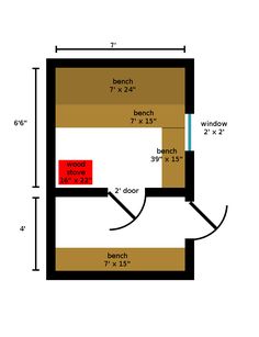 a floor plan with measurements for the bedroom and living room, as well as an office area