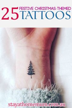 a small pine tree tattoo on the wrist