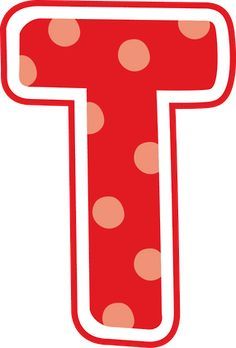 the letter t is decorated with polka dots