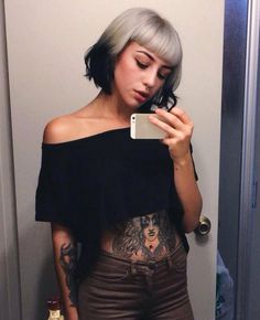 Dip Dye Hair, Hair Streaks, Short Hair Color, Hair Color Balayage, Hair Inspo Color, Grunge Hair, Hair Envy, Undercut, Grey Hair