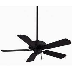 a black ceiling fan with four blades