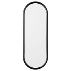 a black and white oval mirror on a white background, with the reflection of an object in it