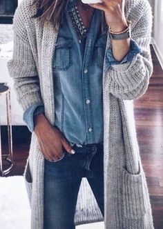 Cute Sweater Outfits, Cardigan Outfit, Cardigan Outfits, Looks Style, Fall Winter Outfits, Outfit Idea, Sweater Fashion