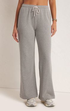 Classic Heather Grey Relaxed Pants, Wide Leg Pant, Premium Brands, Fashion Essentials, Fleece Fabric, Wide Leg Pants, Heather Grey, Casual Pants, Gray Color