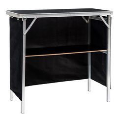 a black and silver shelf with two shelves