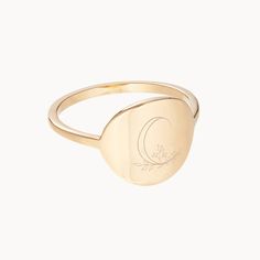 Our timeless Personalized Signet Ring with a romantic floral twist. Choose from a beautiful array of delicate hand-drawn floral letters, numbers or symbols and celebrate the interweaved nature of life. Personalise with names or dates on the inside for a sentimental touch.18K Champagne Gold Plated or 925 Sterling SilverHand engraved in our Paris workshopSent with love in a complimentary gift boxAny slight variations in lettering depth, spacing and alignment from the examples shown are part of the Elegant Signet Ring With Birth Flower For Anniversary, Elegant Anniversary Signet Ring With Birth Flower, Adjustable Engraved Initial Ring For Wedding, Elegant Engravable Initial Ring For Personalized Gift, Elegant Adjustable Engraved Ring As Personalized Gift, Elegant Adjustable Engraved Ring For Personalized Gift, Adjustable Initial Ring With Engraving For Wedding, Wedding Adjustable Stamped Signet Ring, Elegant Engraved Ring For Gift