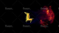 the letter l in flames on a black background