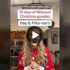 a woman wearing a santa clause outfit with the words 12 days of midwives christmas goodies day 8 frito - roo's