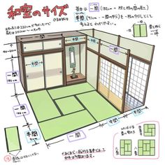 an illustrated drawing of a bathroom with japanese characters