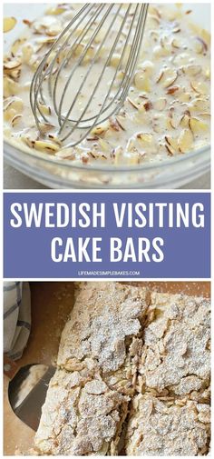 swedish visiting cake bars with powdered sugar on top