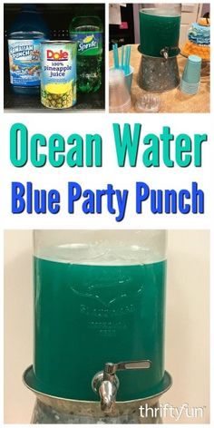 the ocean water blue party punch is ready to be served