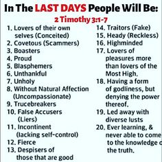 the last days people will be poster with words in red and black on white background