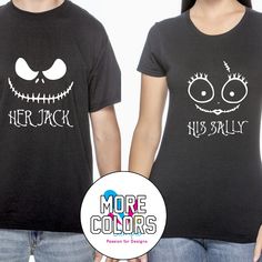 Her Jack/His Sally Nightmare Before Christmas Romantic Couples T-Shirts Matching Shirt T-Shirt Funny Tee Gift For Him Her Halloween Includes 2 T-Shirts. Brand New. Handmade. Made To Order. Comment Below What Sizes You Need. Bigger Sizes Available Upon Request Unisex Or Women Fitted. After You Place Your Order I Will Send You A Note Asking The What Sizes, Personalization And Fit You Like. Thank You Her Jack His Sally, Matching Tshirts, Sally Nightmare, Sally Nightmare Before Christmas, Matching T Shirts, Cute Wedding Ideas, Couple Matching, Couple T-shirt, T Shirt Funny