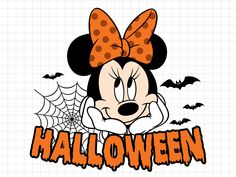 mickey mouse with a bow on it's head and the word halloween in front of it