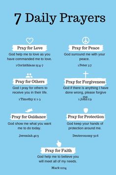 the seven daily prayers for prayers with blue background and white lettering on it