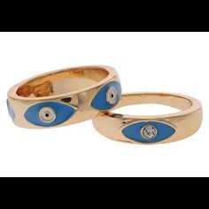 A Unique Set Of Accessories Is The Dream Of Every Woman And 8 Other Reasons Has Got You Covered With The Stunning Blue Eye Ring. Blue Eye Ring, Fashion Ring Set, Rhinestone Ring, Gold Ring Sets, Resin Ring, Eye Ring, Blue Eye, Gold Rhinestone, Color Ring