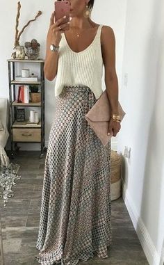 Vetement Hippie Chic, Nail Summer, Rok Outfit, Wrap Maxi Skirt, Maxi Skirts, Stitch Fix Style, My Dream Closet