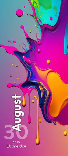 an abstract poster with colorful liquid drops