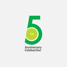 the 5th anniversary celebration logo is shown in green and white, with an image of a tennis ball on it