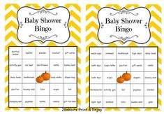 two baby shower games with oranges on them