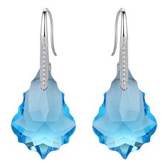 PRICES MAY VARY. SGS Certified item, EleQueen Original Patented Design, the Highest Quality Standards in Jewelry; Environmental friendly high polished finish Genuine 925 Sterling Silver adorned withCrystals and Cubic Zirconias, this jewelry shines with beauty and adds a luxurious look. CZ Color: Clear, Crystals Color: Aquamarine; Earring Length: 1.6in, Earring Width: 0.6in; Each Earring Weight: 3.25g. A ideal accessory to your outfit or as an appropriate gift, e.g.for your Lover, Girlfriend, Wif Cottage Jewelry, Gatsby Accessories, Gatsby Earrings, Christmas Jewelry Gift, Cottage Coastal, Aquamarine Colour, Mermaid Earrings, Cartilage Earrings Hoop, Crystal Shapes