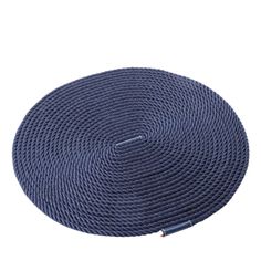 a blue round rug on a white background