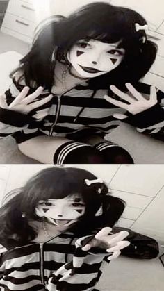 Makeup Art Reference, Discord Pfp Grunge, Art Reference Aesthetic, Emo Clown, Alt Piercings, Makeup Emo, Black And White Clown, Cute Clown Makeup, Vampire Bride