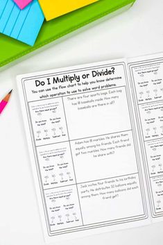 a printable worksheet for multiply or divide with pencils and markers