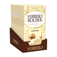 a box of ferreto rocher hazelnuts