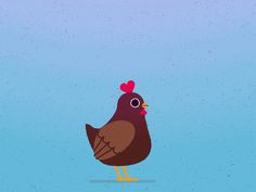 a brown bird with a red heart on it's head standing in front of a blue sky