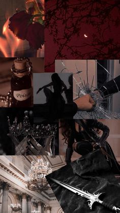 a collage of photos with different things in them including wine, scissors and roses