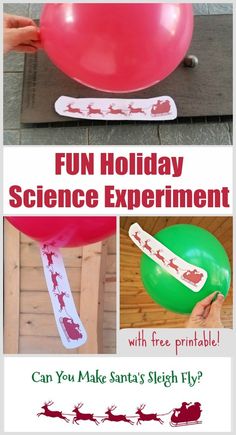 an advertisement for the santa's sleigh fly holiday science experiment with free printables