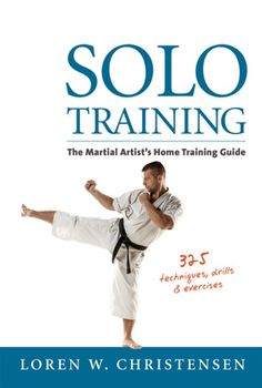 the book cover for solo training, with an image of a man in karate gear