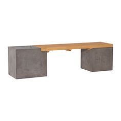 a bench made out of concrete blocks on a white background