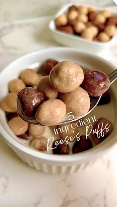 two bowls filled with different types of desserts