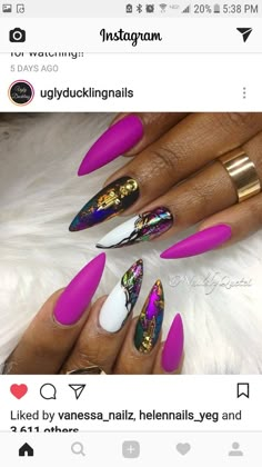 Stiletto Nails Designs, Pretty Nail Designs, Oil Spill, Nail Sets, Ugly Duckling, I Love Nails, Hot Nails, Nails Inc, Fabulous Nails