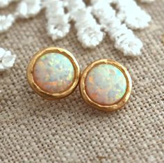 Opal earrings Opal stud earrings White Opal earrings by iloniti Opal Earrings As Gift, White Opal Stud Earrings, Bridal Statement Earrings, White Opal Earrings, Opal Stud Earrings, Earrings Opal, Matching Ring, Opal Earrings Stud, Opal Studs