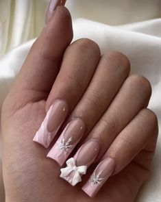 Pink Bow Nails, Bow Nails, Simple Acrylic Nails, Pretty Gel Nails, Acrylic Nails Coffin Pink, Nails Only