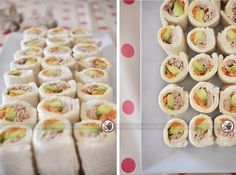 there are several different types of sushi rolls on the plate and one is cut in half