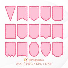 pink paper cutouts with scalloped edges