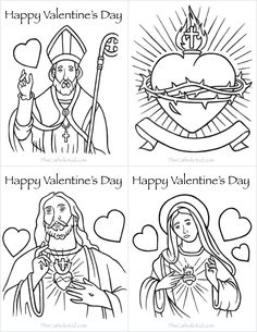 four valentine's day coloring pages with jesus and mary