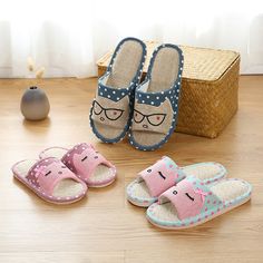 Children's Cartoon Linen Slippers Women's Summer Indoor Non-slip are the perfect footwear for both children and women. Made of high-quality linen, these slippers provide ultimate comfort and breathability during the hot summer days. The cartoon design adds a fun element to these slippers, making them appealing to kids. With a non-slip sole, they ensure safety while walking on any surface, whether indoors or outdoors. These slippers are suitable for various occasions such as indoor activities, be Breathable Slip-on Slippers For Spring, Summer Sandals With Round Toe, Casual Beach Slippers With Soft Sole, Comfortable Cotton Summer Sandals, Comfortable Cotton Sandals For Summer, Summer Slippers With Soft Sole And Round Toe, Spring Comfortable Slippers With Soft Sole, Summer Indoor Closed Toe Slippers, Indoor Closed Toe Slippers For Summer