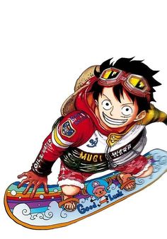 an image of a cartoon character on a skateboard with goggles over his eyes