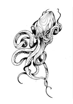 an octopus tattoo design on a white background